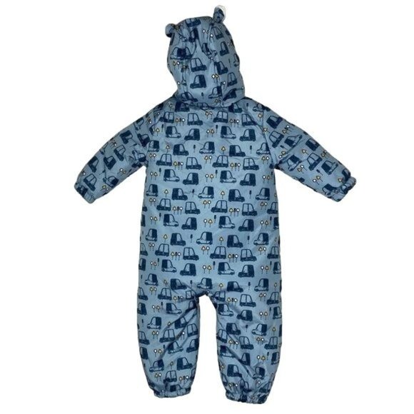 Baby outerwear bodysuit jacket onesie blue tractor print size 2M-6M - Picture 1 of 10